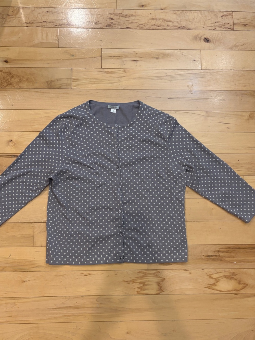 Garnet Hill Gray Polka Dot Button Cardigan
